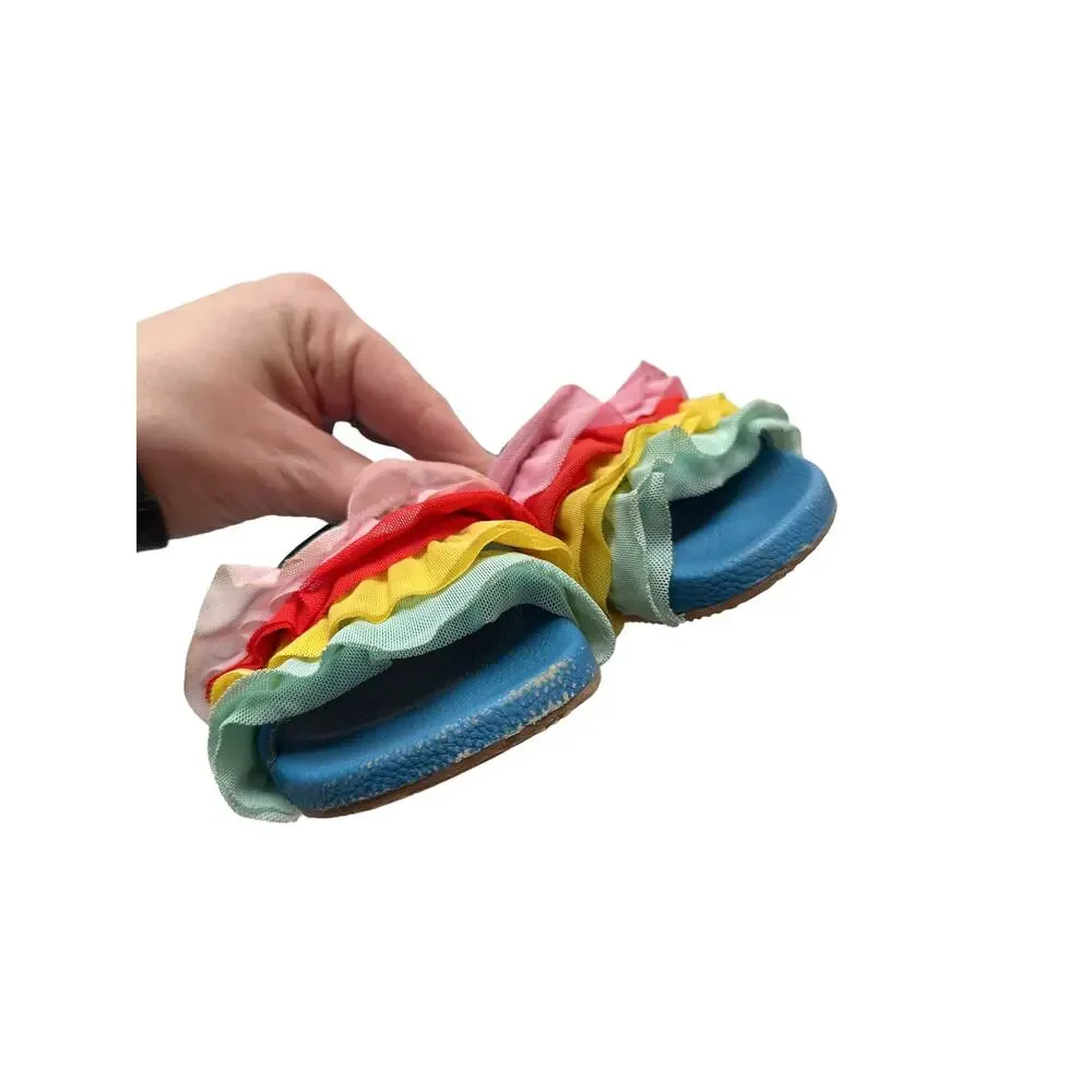 Hanna Andersson Rainbow Ruffle Sandals Size 7c